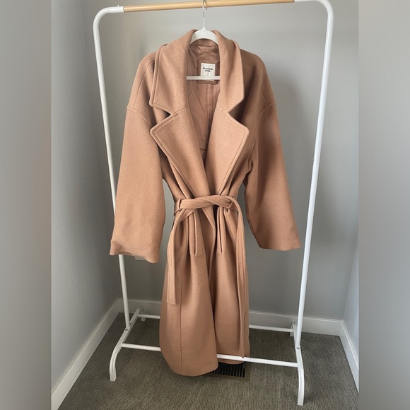 Abercrombie & Fitch Slouchy Wool Dad Coat - Size XL T - Picture 2 of 4